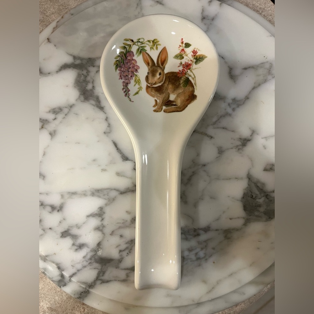 Easter Bunny Spoon Rest Bunny Rabbit Flowers Made Italy Spring Kitchen